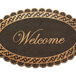 oval shape golden welcome rubber mat